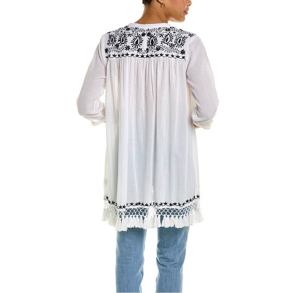 ROLLER RABBIT Lucknow Serafina Tunic XS 24” p2p White $148 Retail NWT - Picture 8 of 13